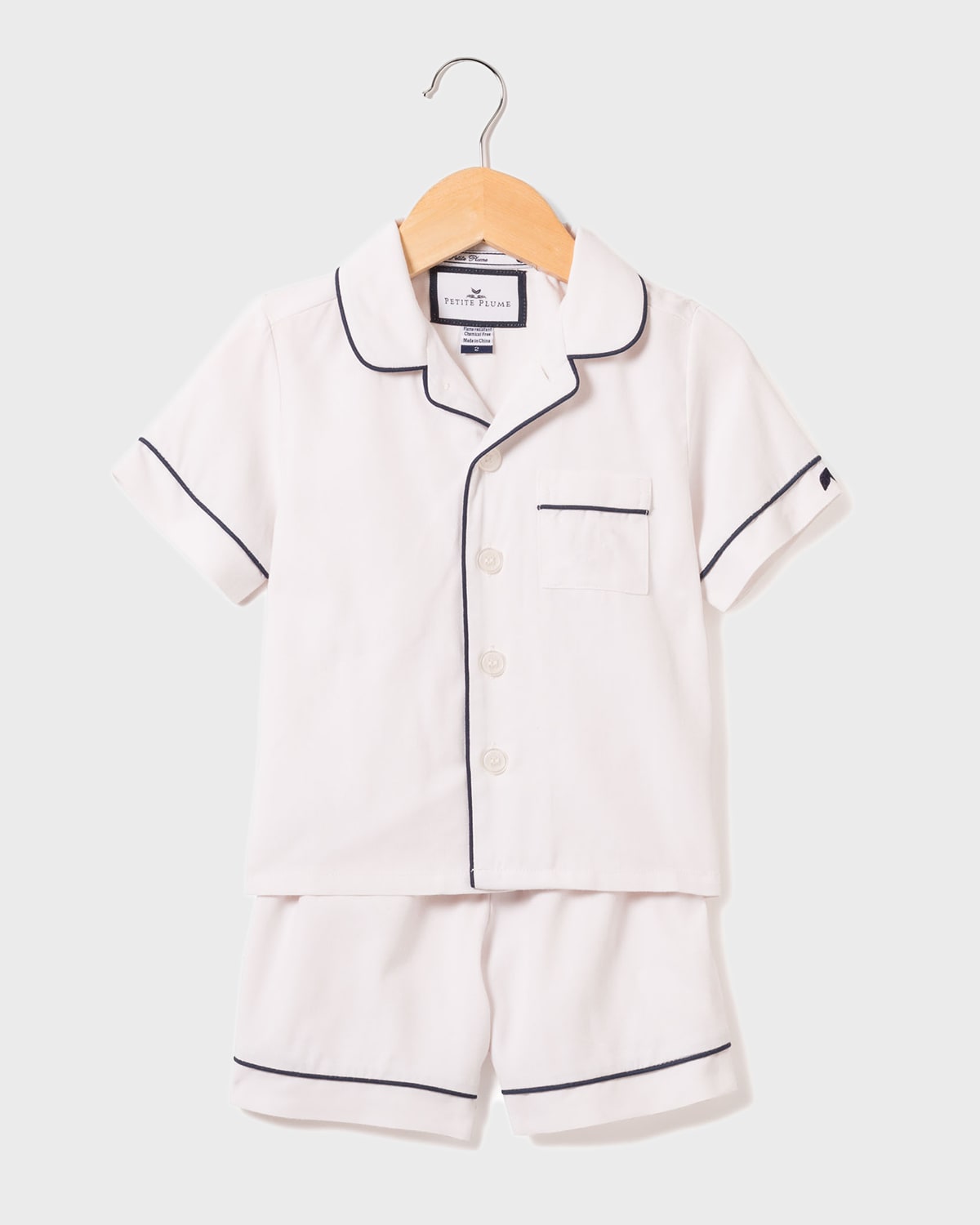 Petite Plume Kid's Classic Pajama Set W/ Contrast Piping In Multi Pattern