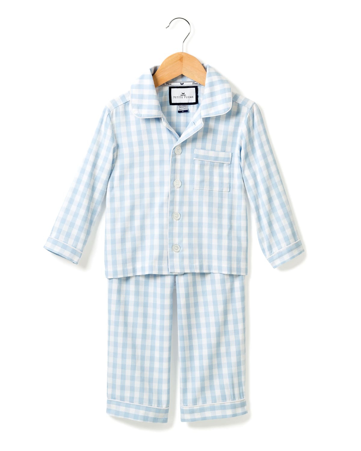 Petite Plume Kid's Gingham 2-piece Pajama Set In Blue