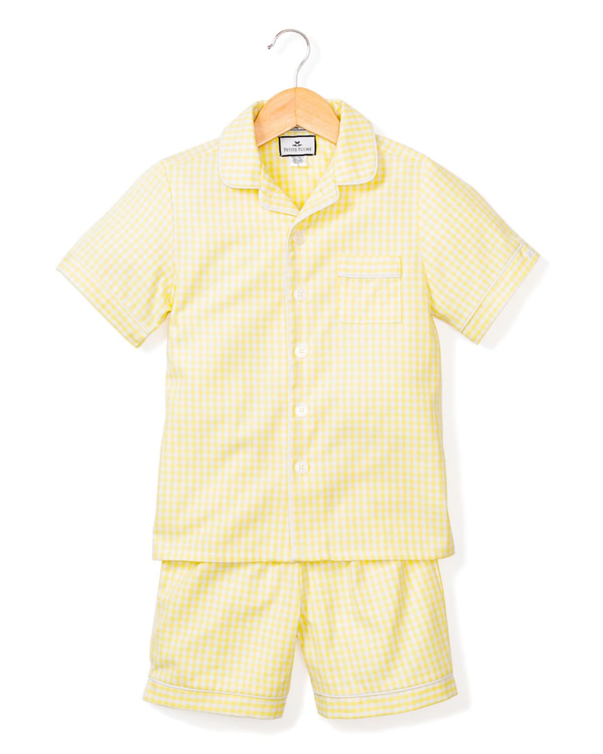 Petite Plume Unisex Gingham Classic Pajama Shorts Set - Baby, Little Kid, Big Kid In Yellow
