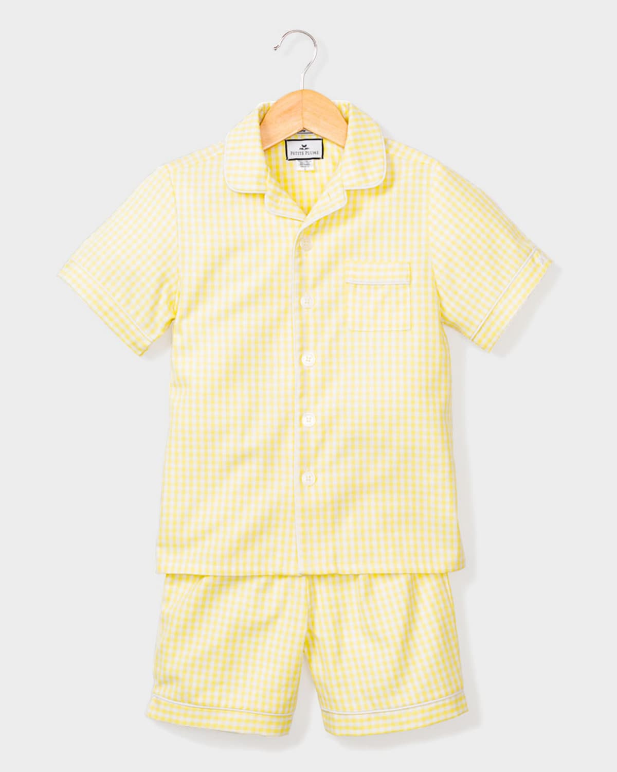 Petite Plume Unisex Gingham Classic Pajama Shorts Set - Baby, Little Kid, Big Kid In Yellow