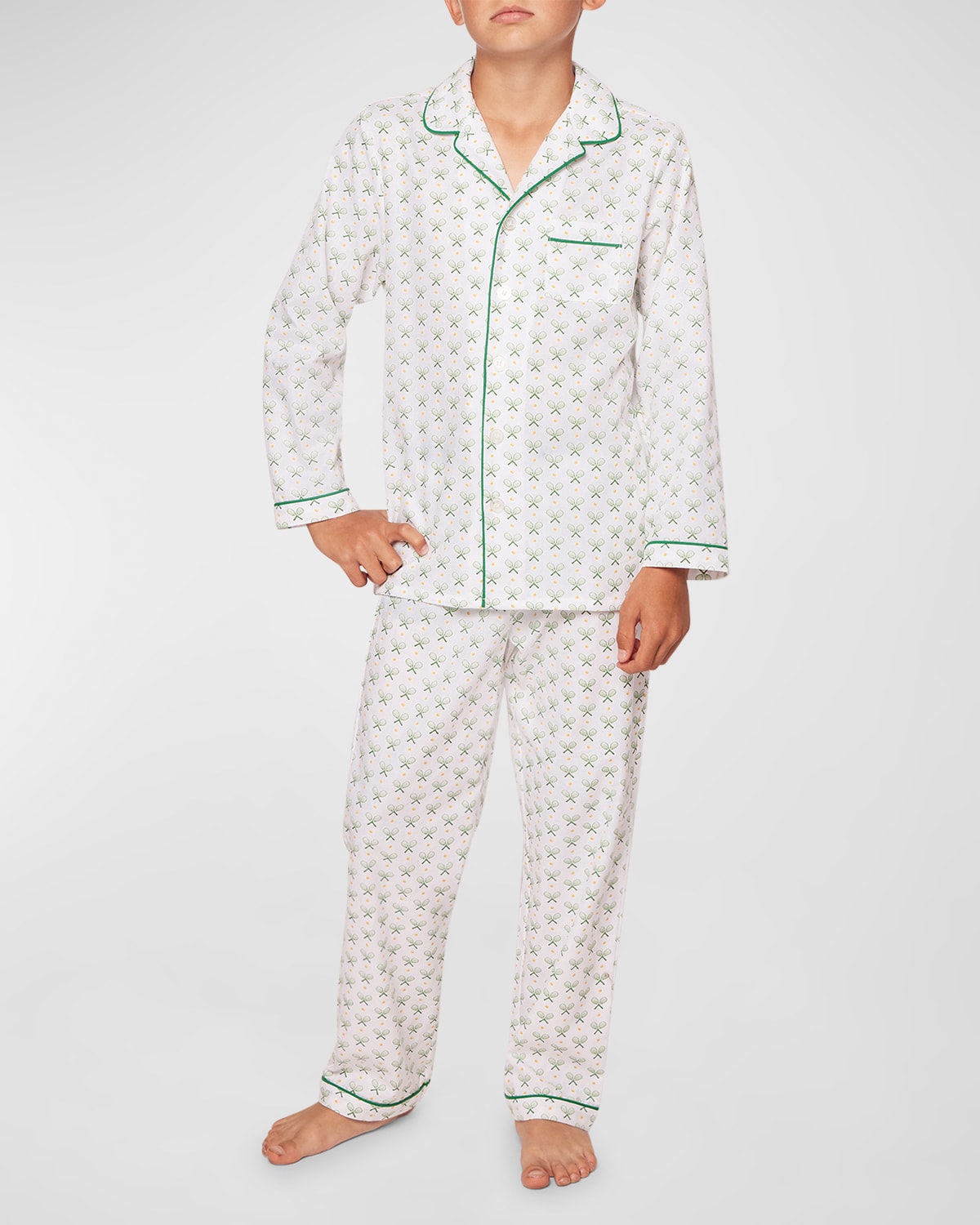 Petite Plume Kids' Girl's English Rose 2-piece Pyjama Set In Green