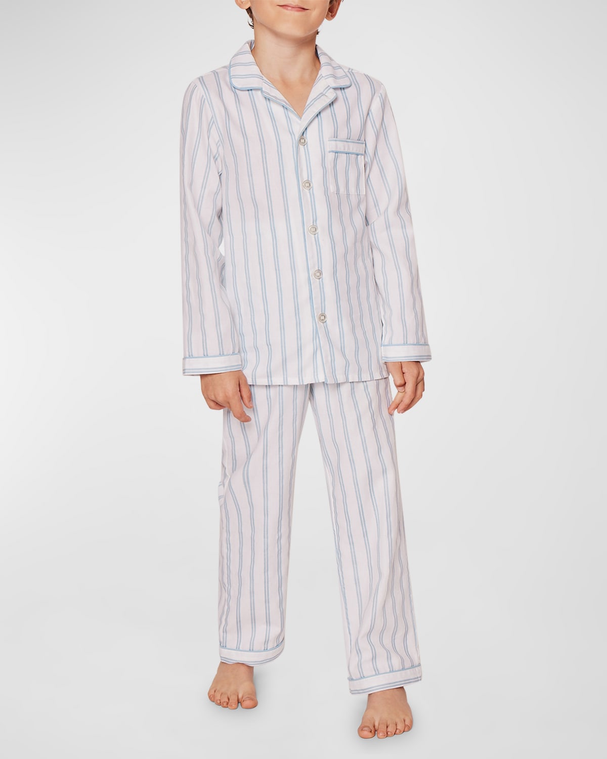 Petite Plume Kids' Girl's English Rose 2-piece Pajama Set In Periwinkle Stripe