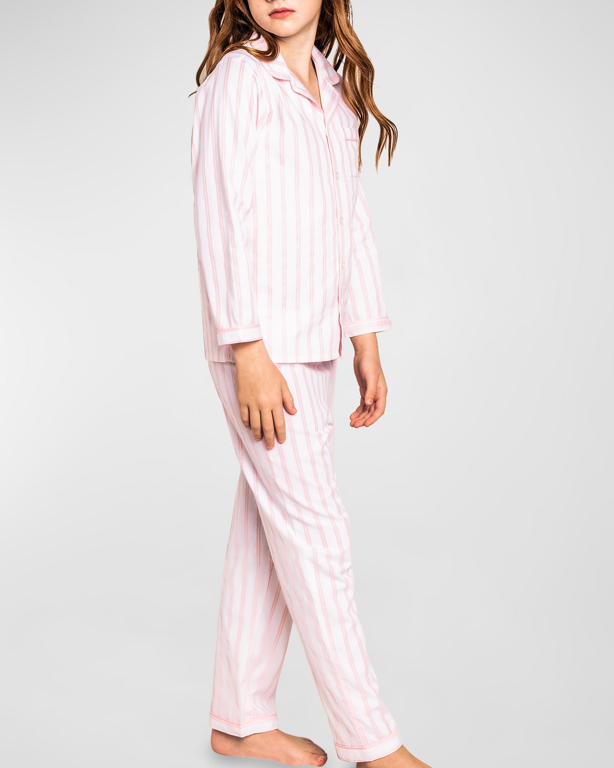 Petite Plume Kids' Girl's English Rose 2-piece Pajama Set In Pink And White St