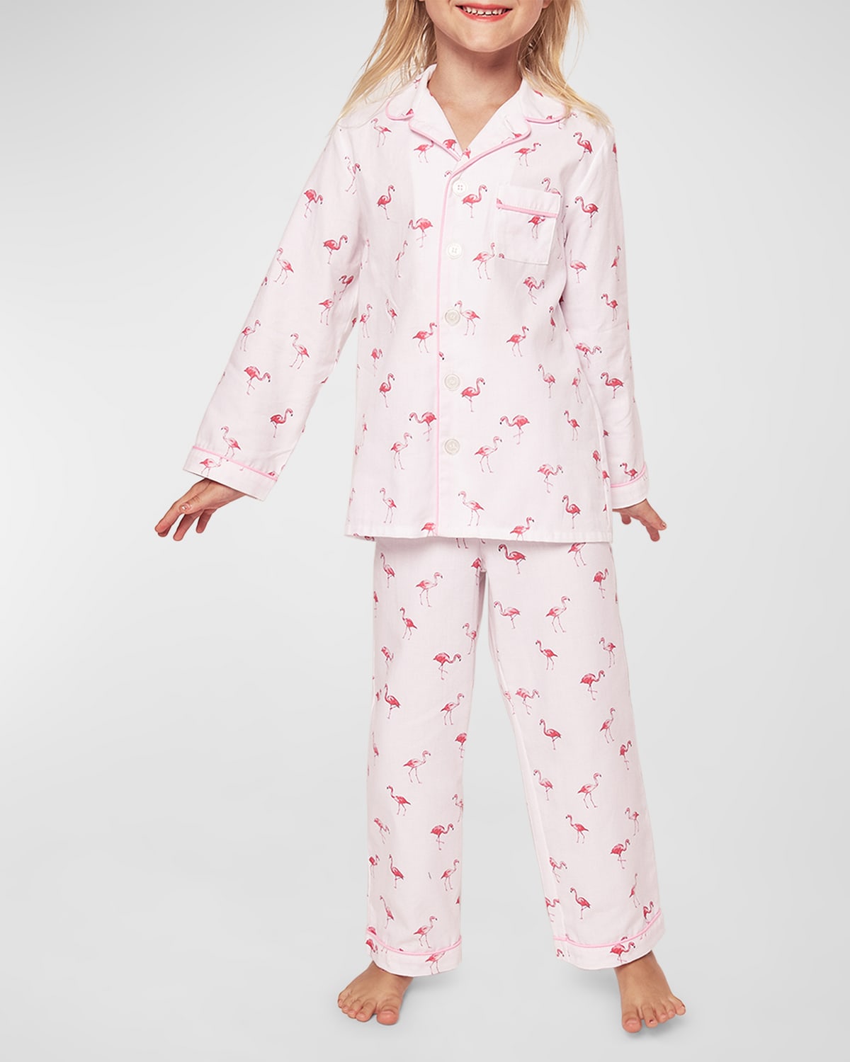 Petite Plume Kids' Girl's English Rose 2-piece Pajama Set In White