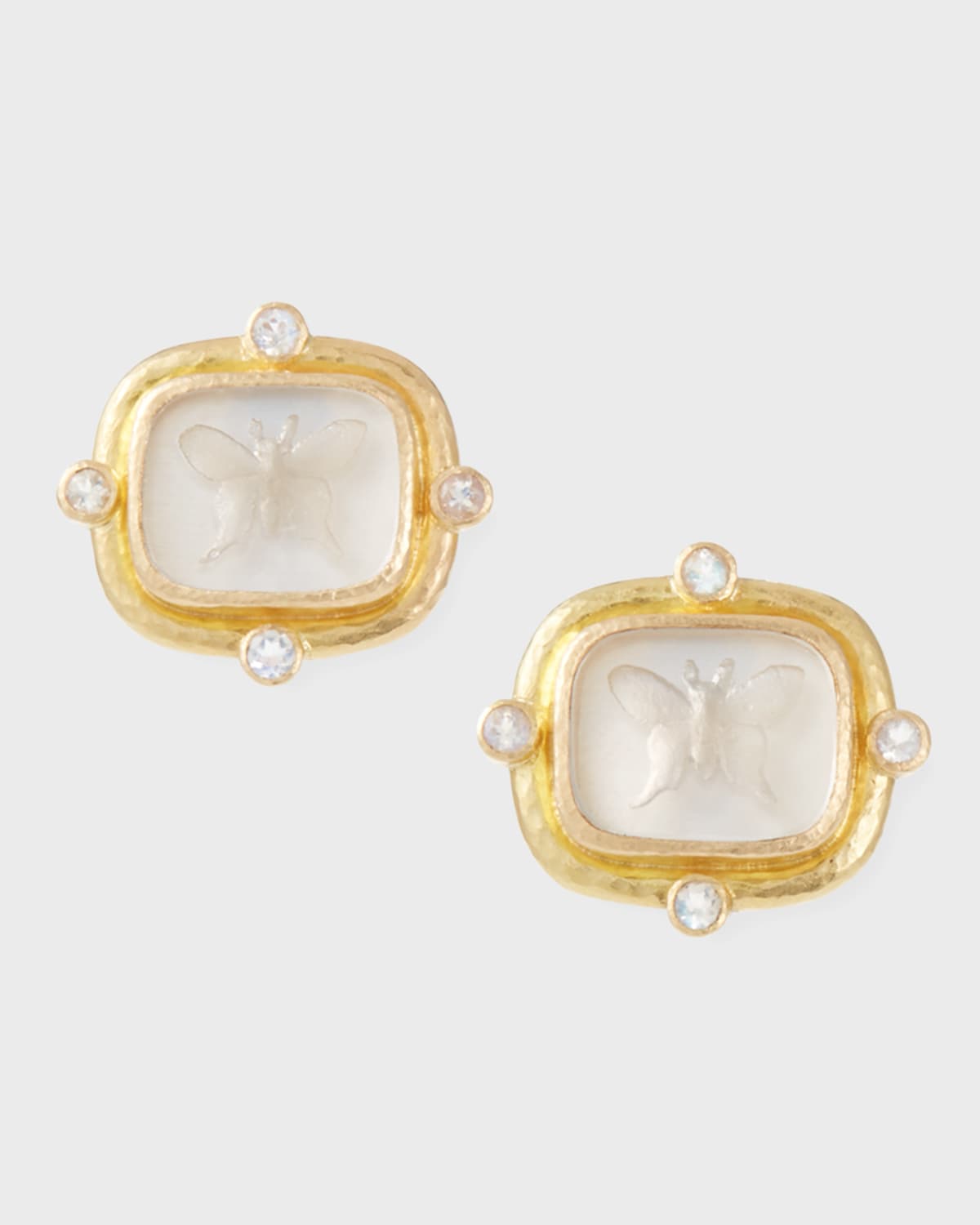 Butterfly Intaglio Clip/Post Earrings, Crystal