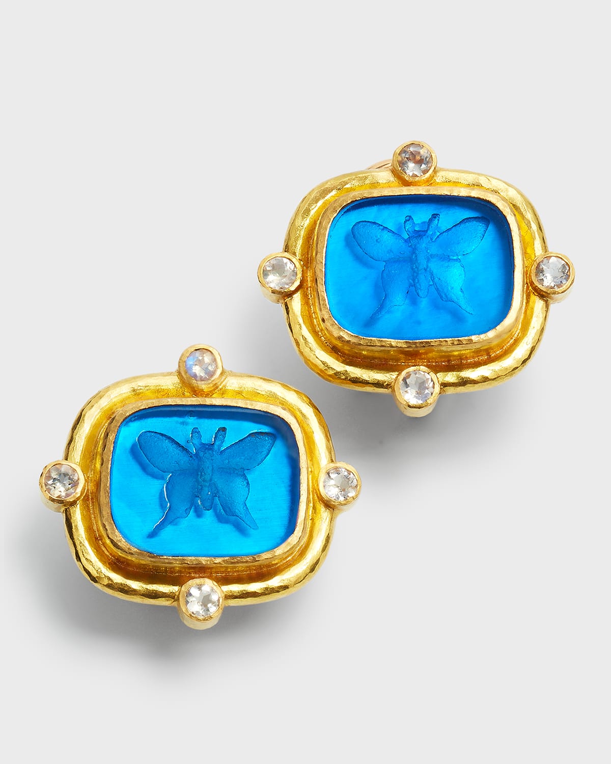 Butterfly Intaglio Clip/Post Earrings, Crystal