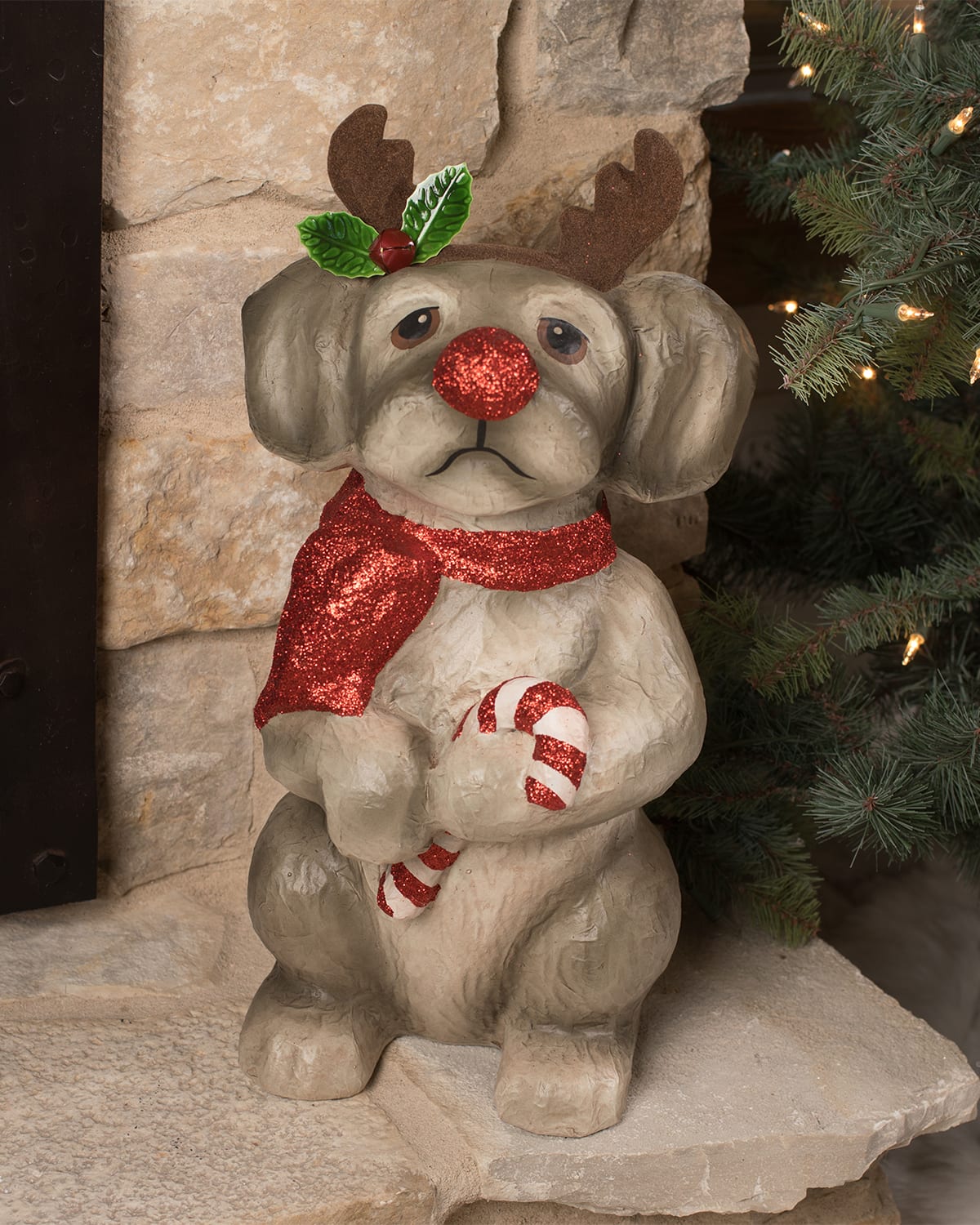 Paper Mache Reindeer Pup Decoration