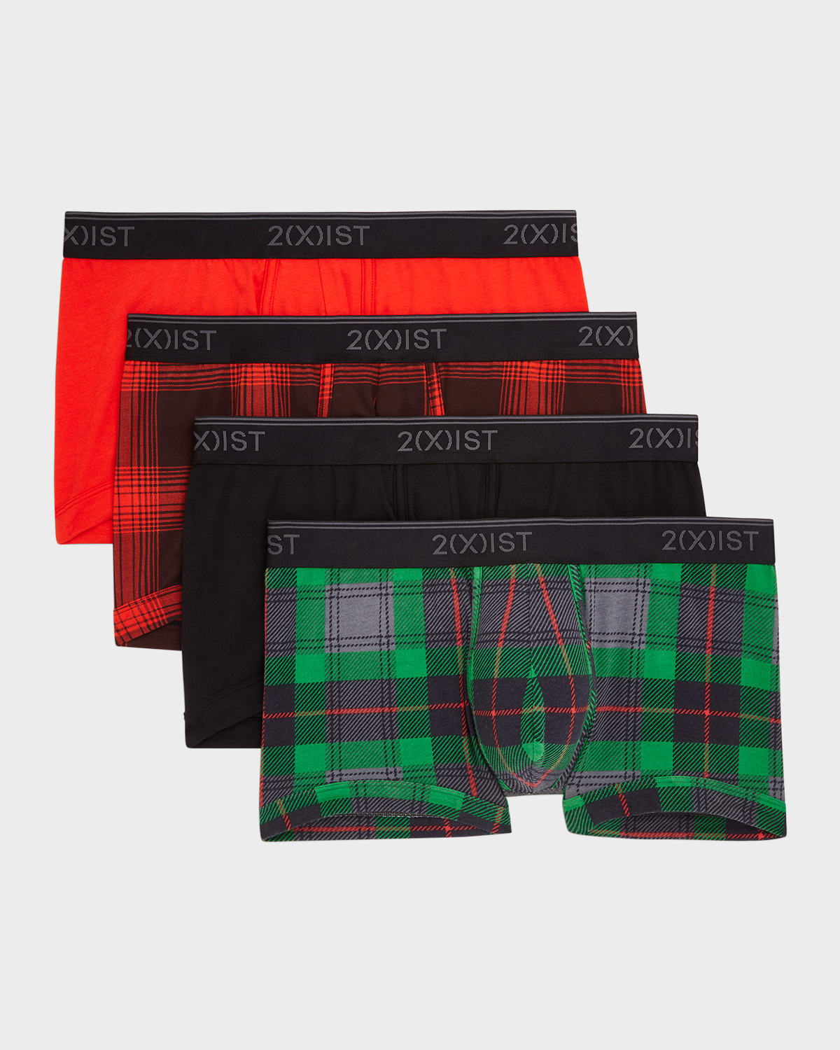 2(x)ist 4-pack No-show Stretch Trunks In Red Plaid