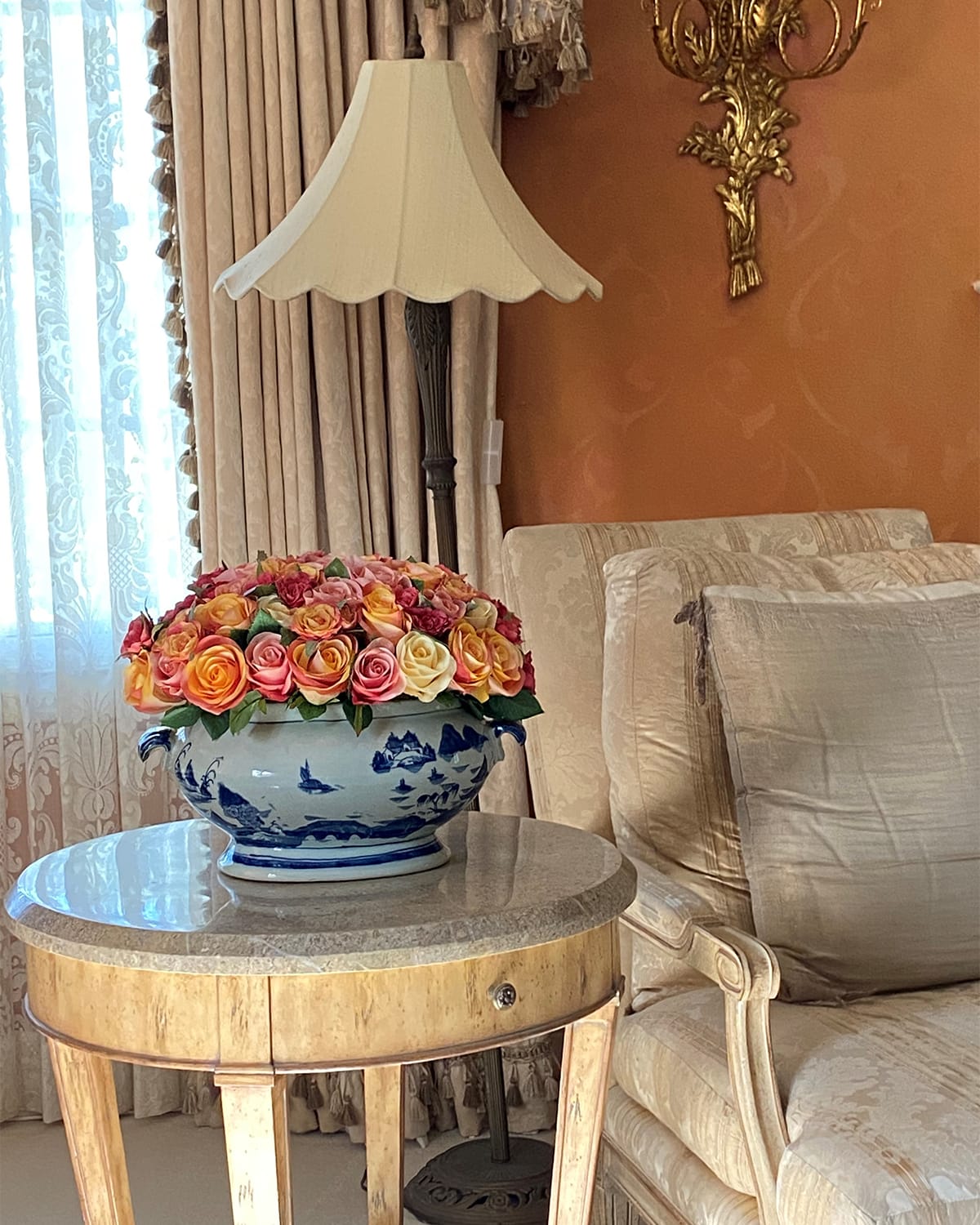 Winward Home Rose Mix Centerpiece In Gold/pink