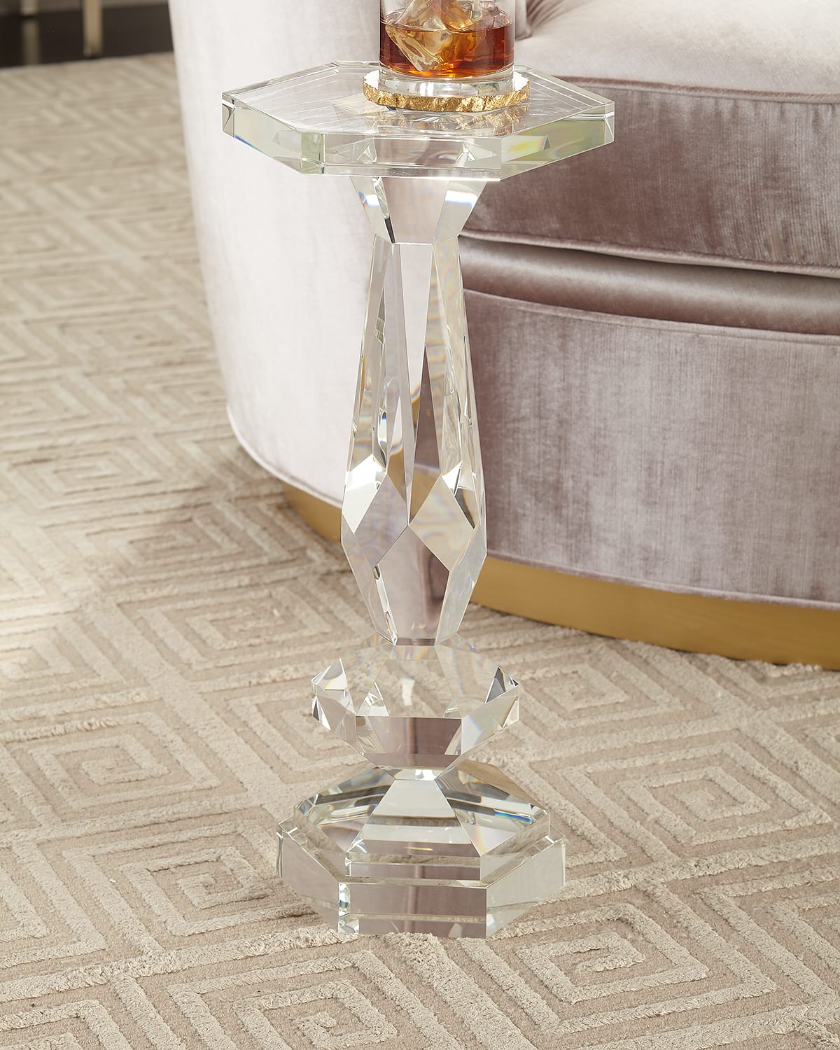 Shop John-richard Collection Cut Crystal Martini Table In Clear