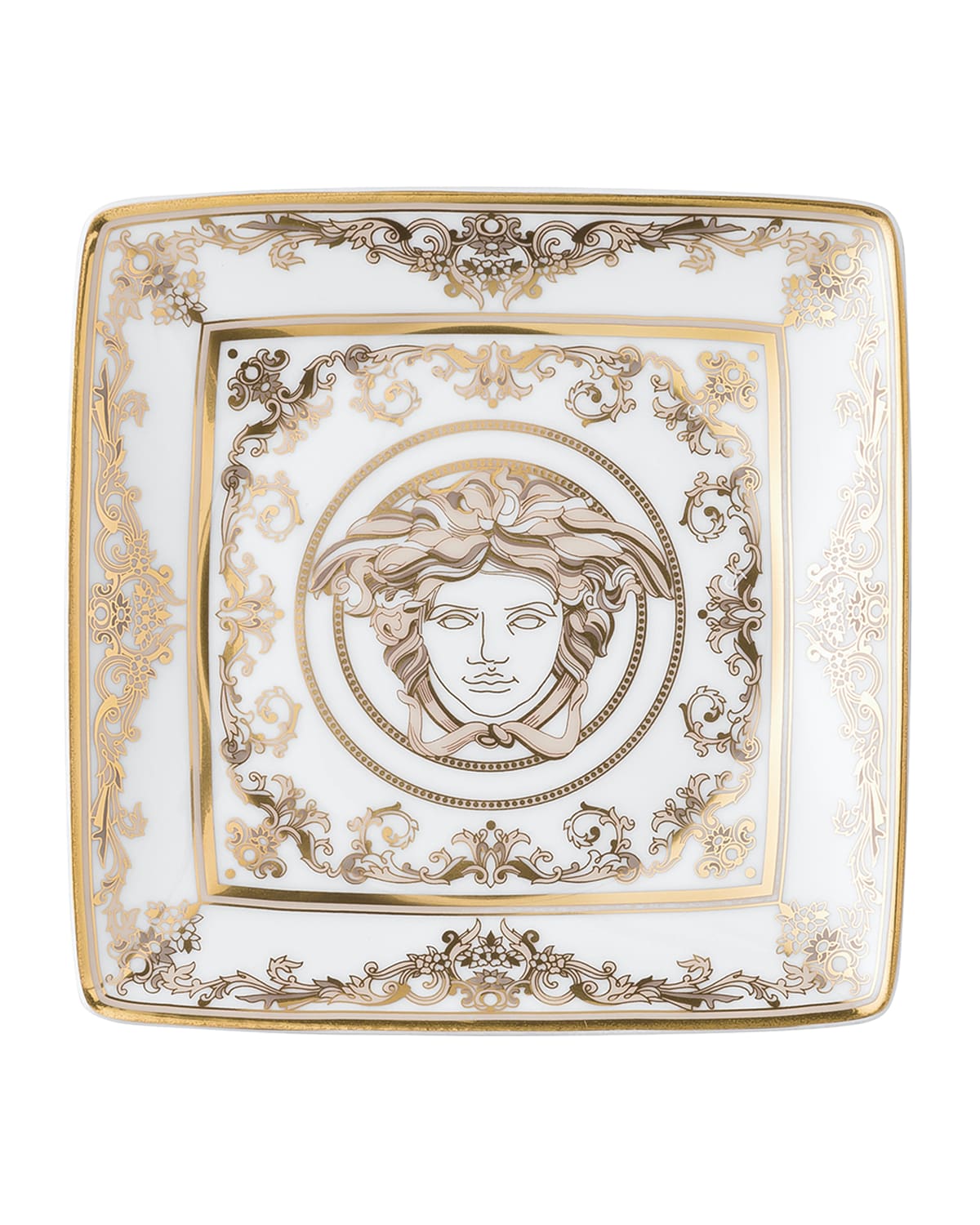Shop Versace Medusa Gala Canape Dish In White And Gold