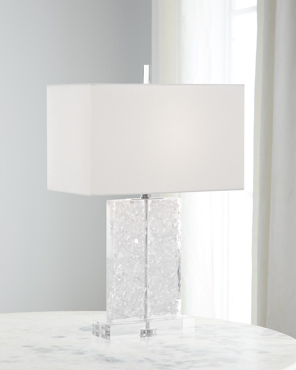 Shop John-richard Collection Glass And Acrylic Formed Table Lamp In Silver