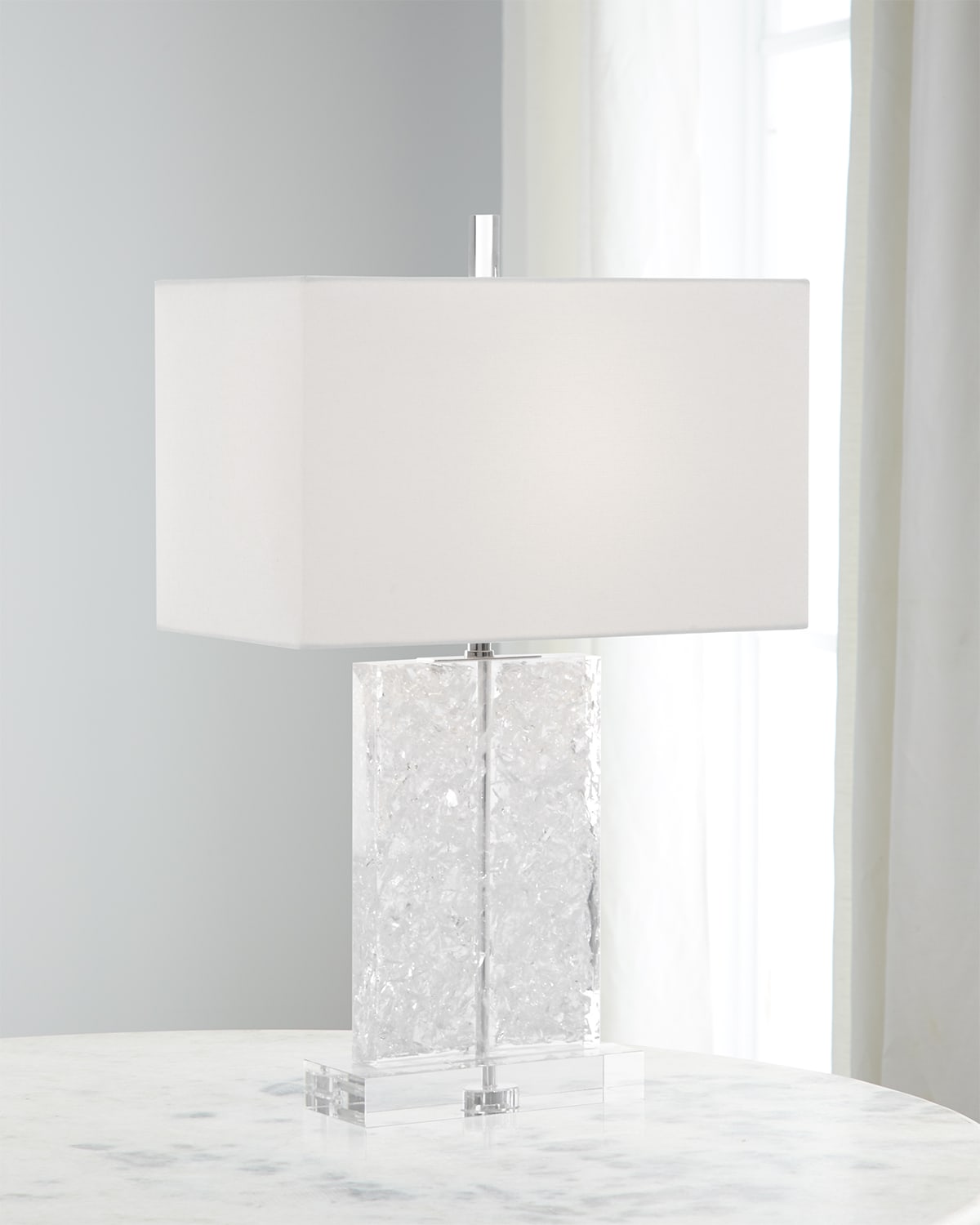 John-richard Collection Glass And Acrylic Formed Table Lamp In Silver