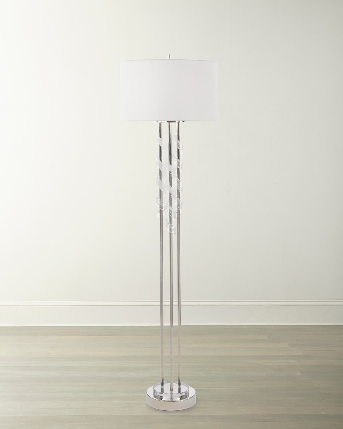 Shop John-richard Collection Floor Lamp With Frosted Glass Swirls In Silver