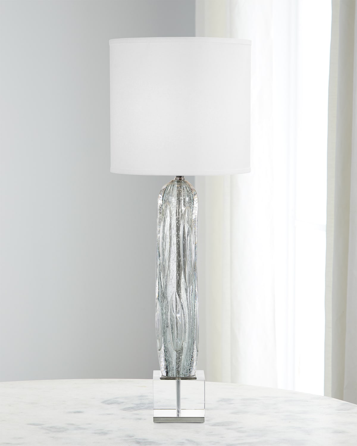 John-richard Collection Argentine Blue-grey Art Glass Buffet Lamp In Clear