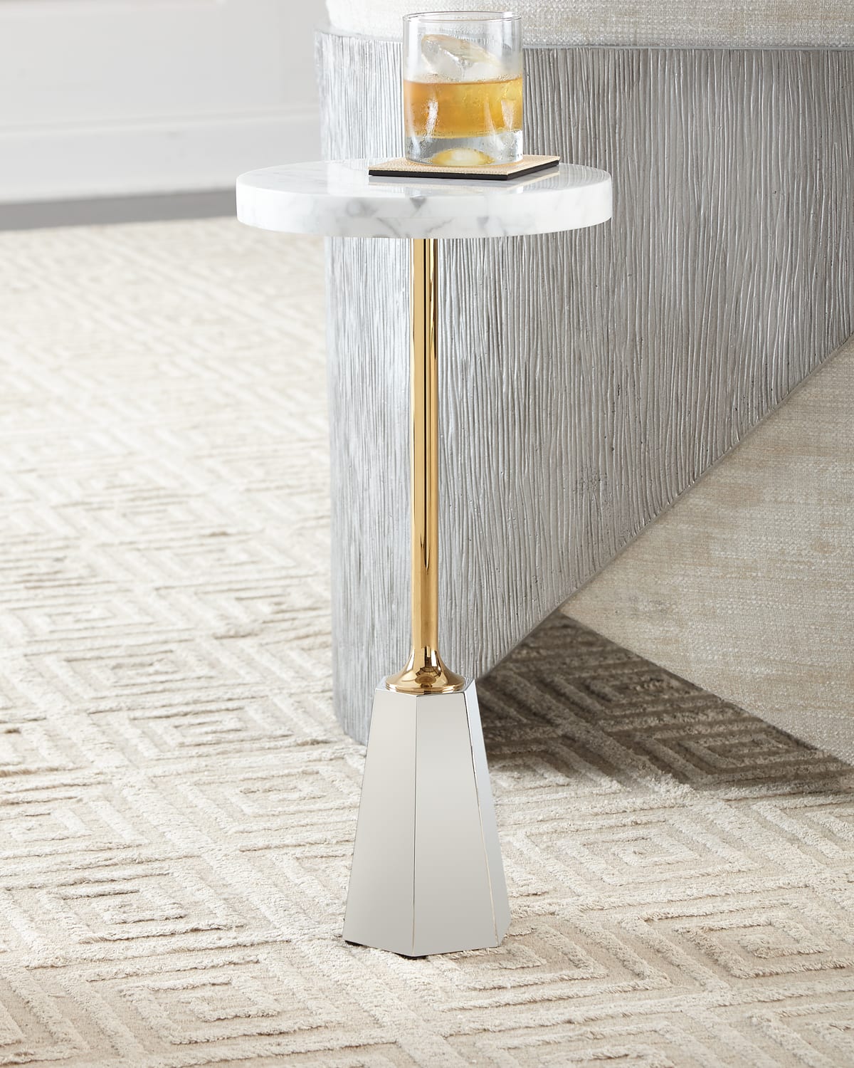 Ambella Geo Accent Table In Gold, White