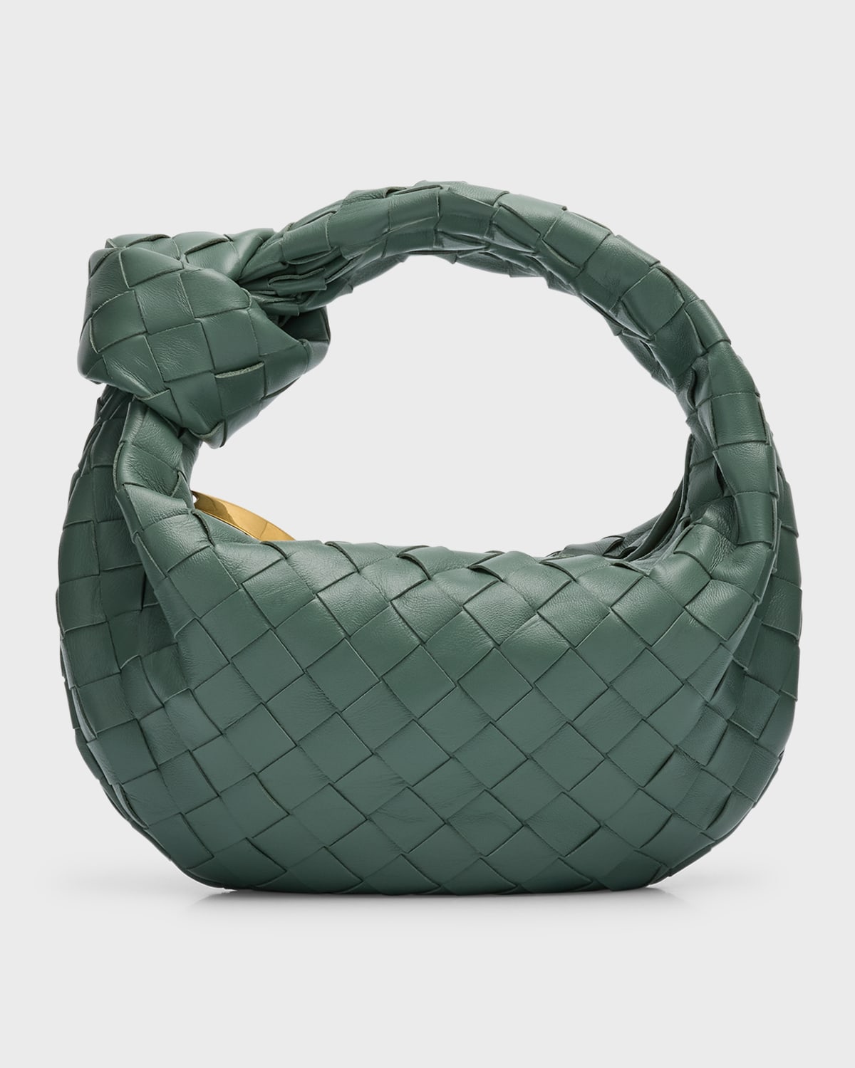 Bottega Veneta Jodie Mini Intrecciato Knot Hobo Bag In Aloe