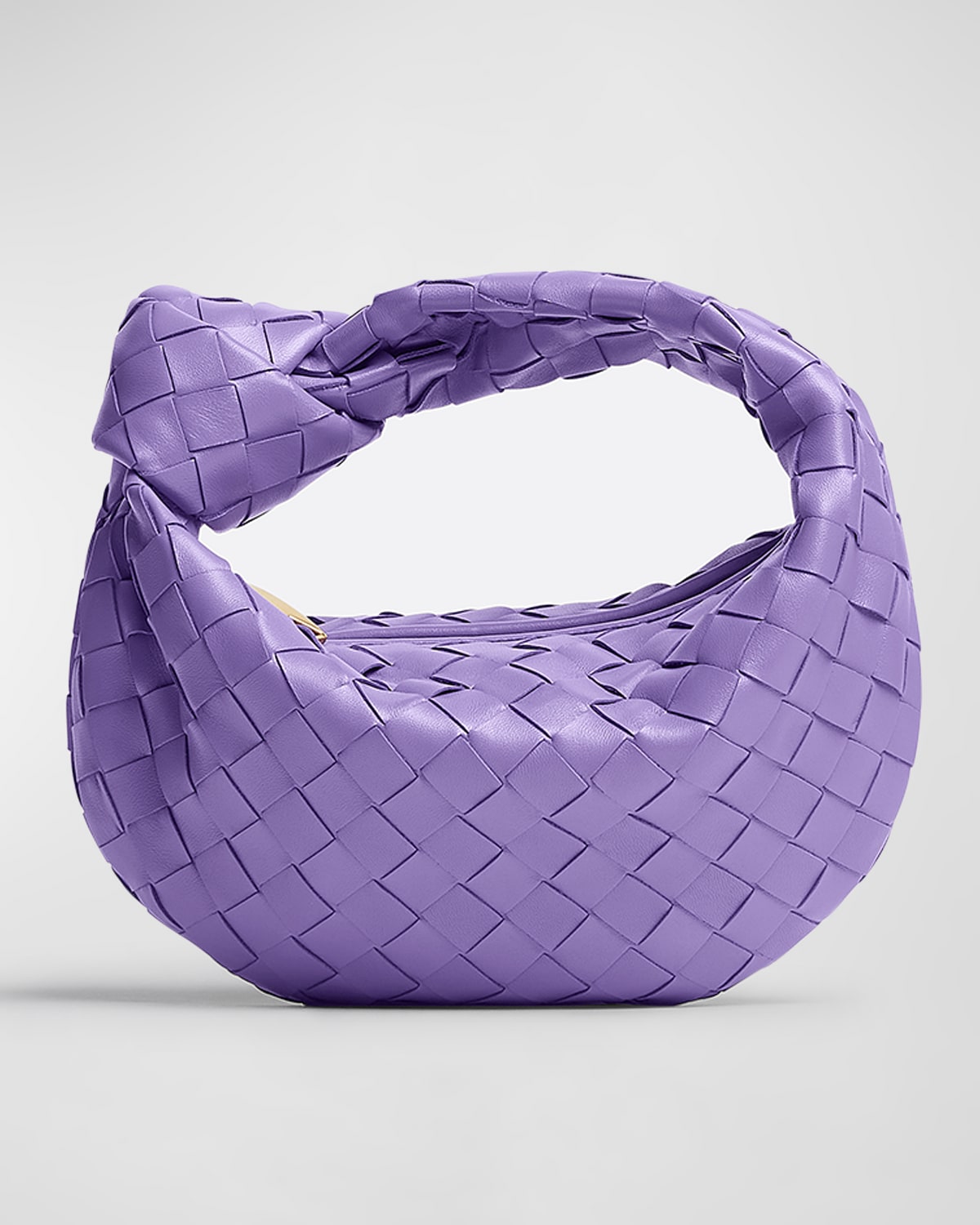 Bottega Veneta Jodie Mini Intrecciato Knot Hobo Bag In Purple/gold