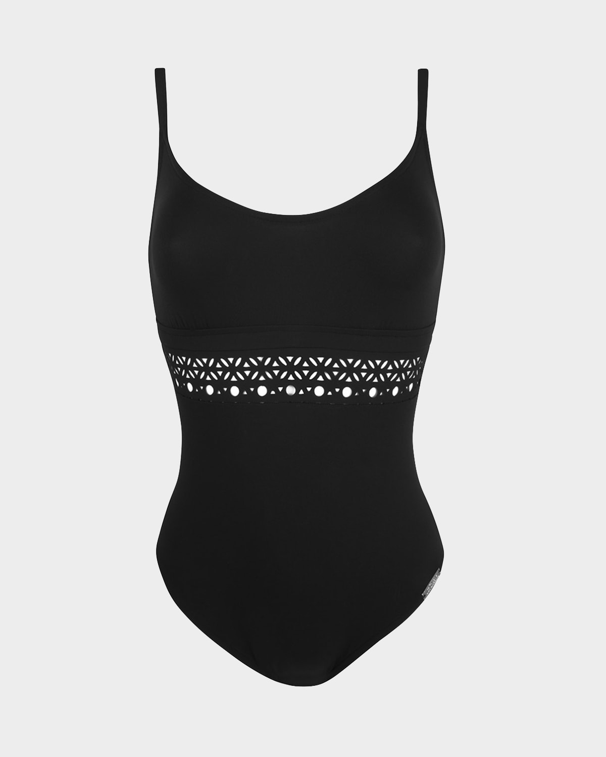 Shop Lise Charmel Laser-cut Straps Non-wire One-piece Swimsuit In Black