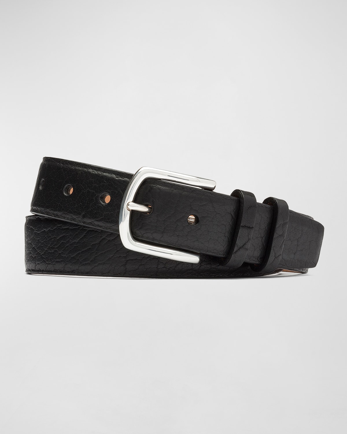 Shop W. Kleinberg Men's Tucson Bison Belt W/ Nickel Buckle In Black