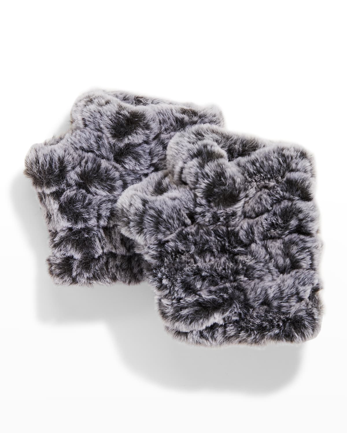 Jocelyn Mandy Fingerless Faux Fur Mittens In Gray