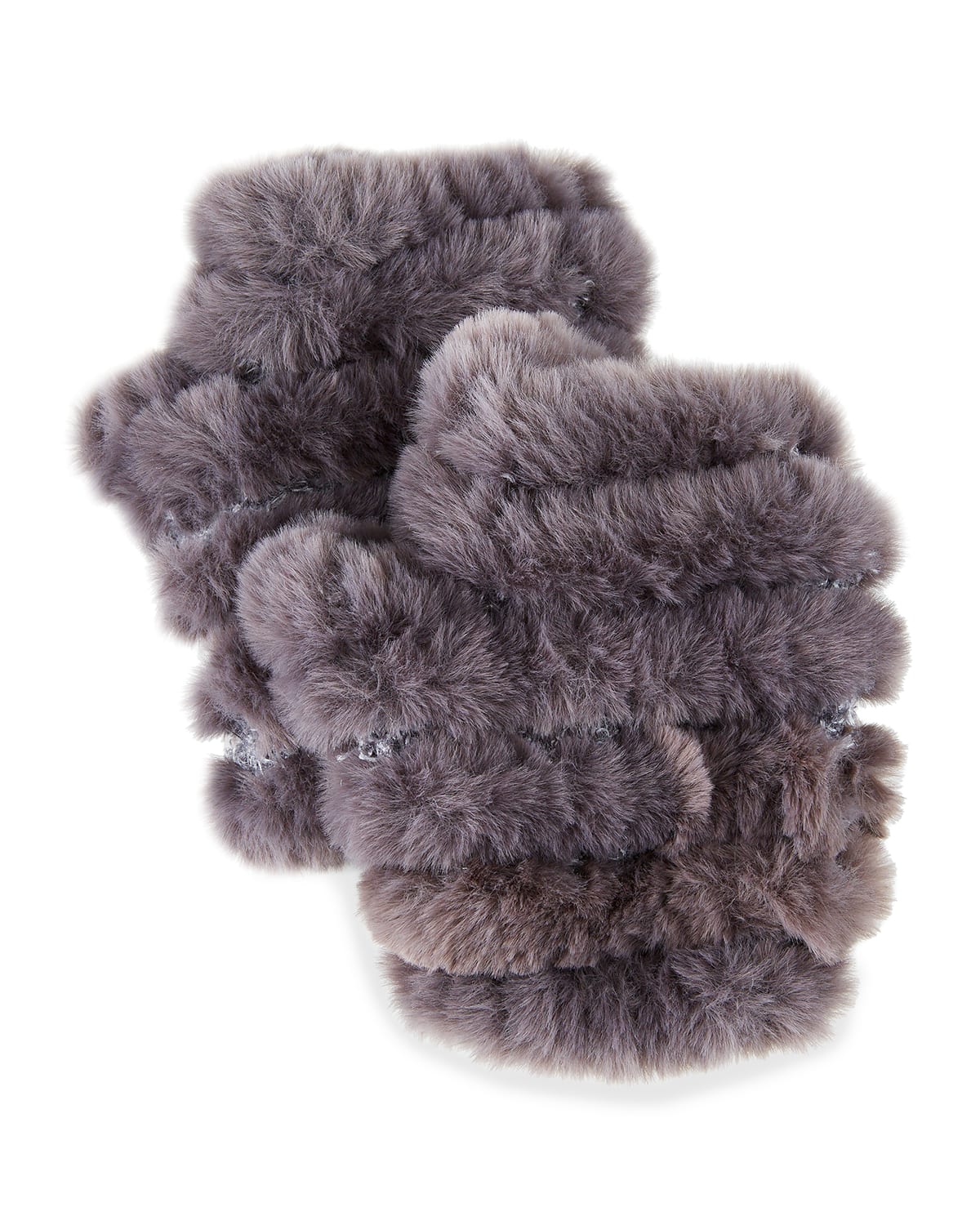 Jocelyn Mandy Fingerless Faux Fur Mittens In Grey