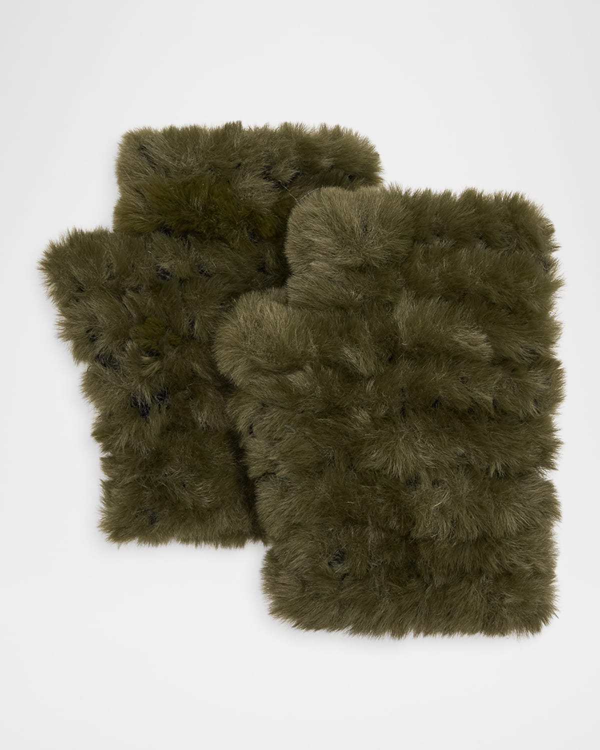 Jocelyn Mandy Fingerless Faux Fur Mittens In Green
