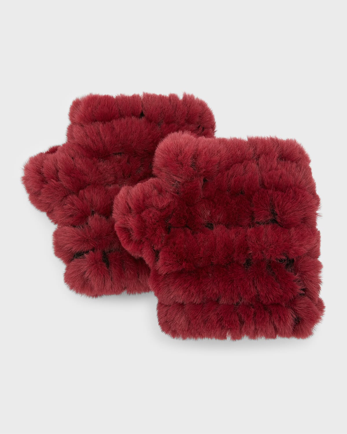 Jocelyn Mandy Fingerless Faux Fur Mittens In Burgundy