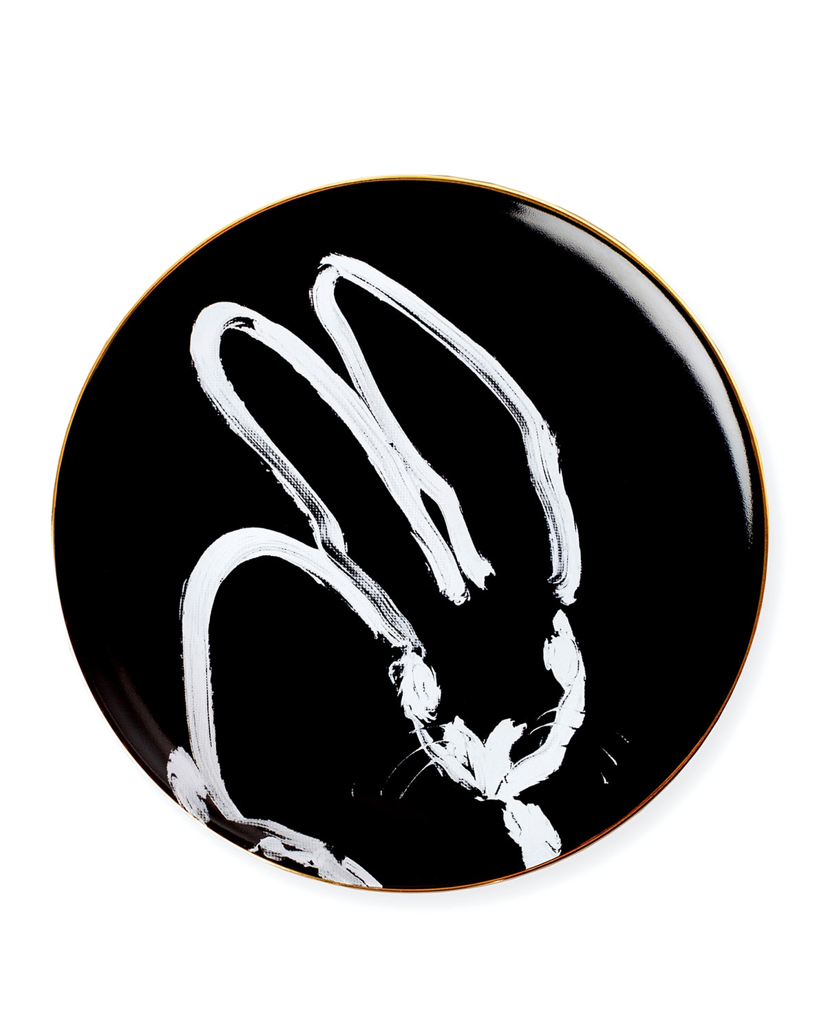 Shop Hunt Slonem Rabbit Run Dinner Plate With Gold Rim - Black In Black Multi