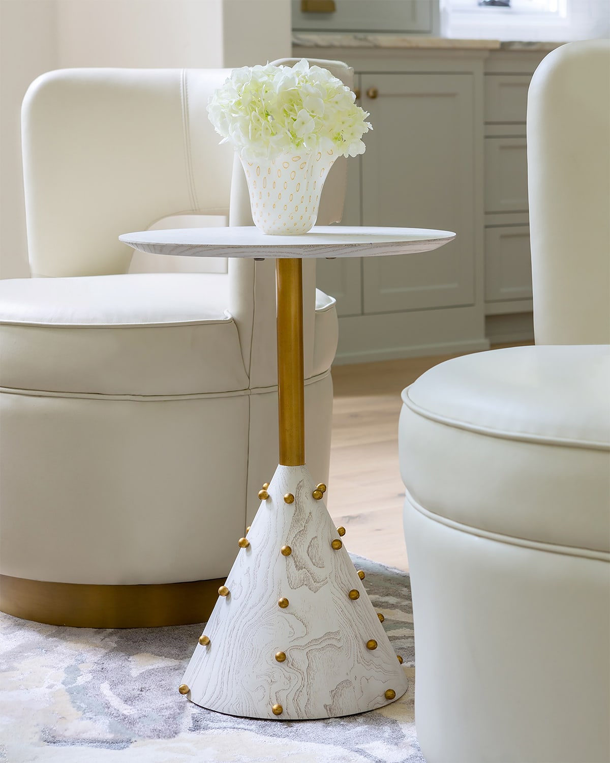 Ashley Childers For Global Views Spheres Drink Table In White/gold