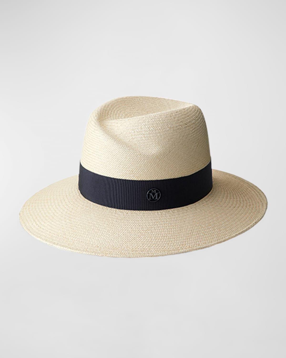 Virginie Timeless Wide-Brim Hat with Navy Band