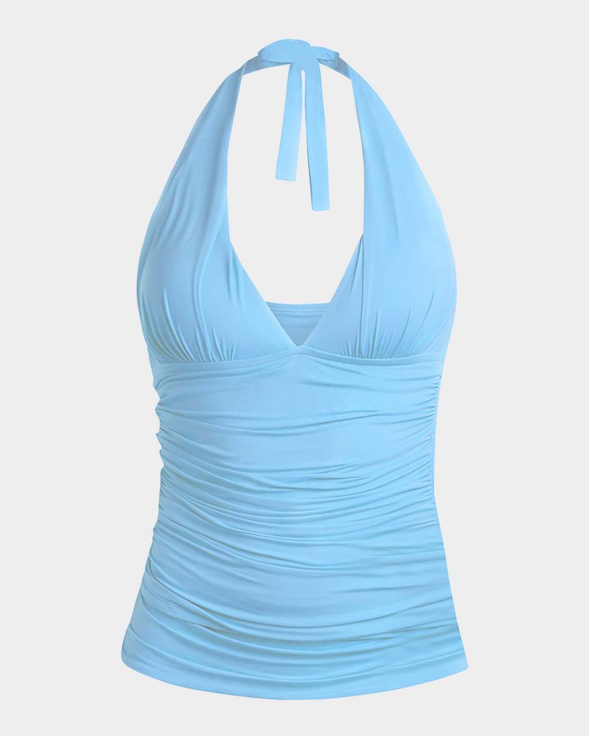 La Blanca Island Goddess Halter Tankini Top In Crystal Blue