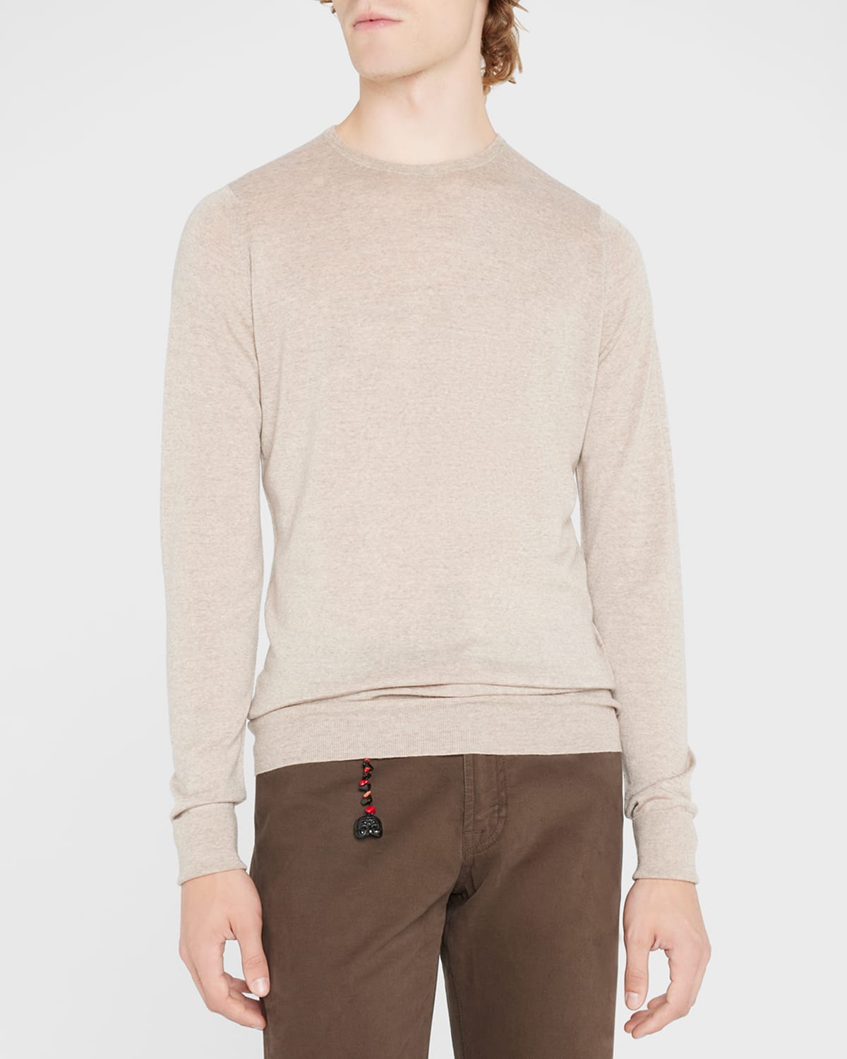 John Smedley Mens Brown Wool Sweater In Soft Fawn