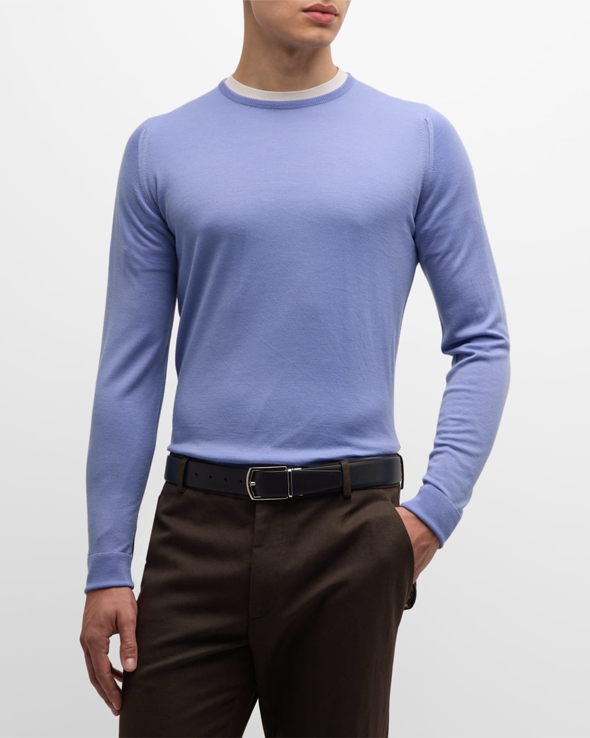 John Smedley Men's Marcus Crew In Winter Violet