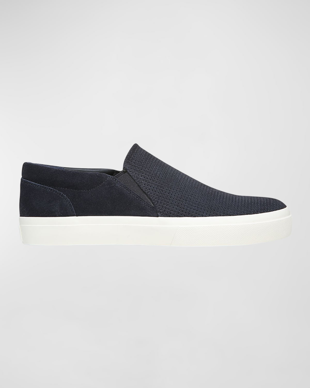 Vince Men's Fletcher Perforated Suede Slip-on Sneakers In Black