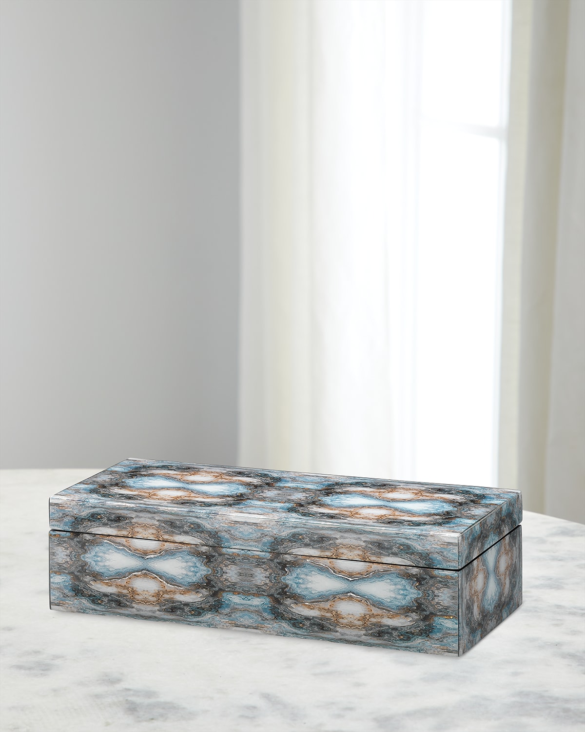 Jamie Young Rorschach Long Box In Indigo Blue Lacquer