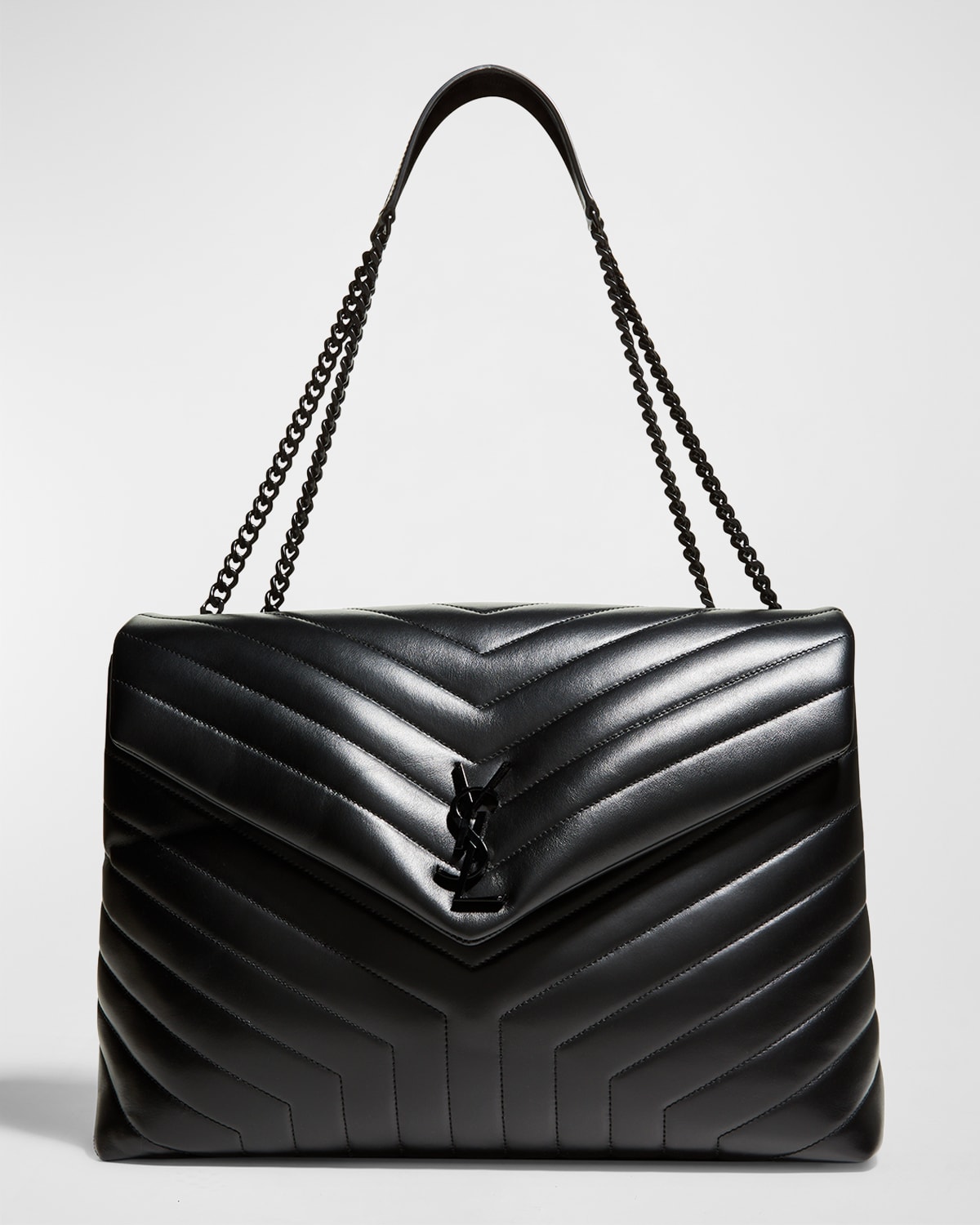 Saint Laurent Loulou Large Ysl Shoulder Bag In Quilted Leather In Black