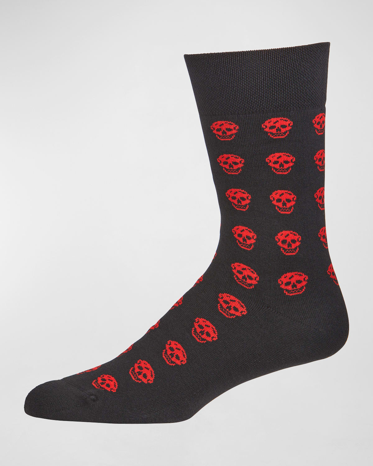 Shop Alexander Mcqueen Men's Allover Skull Crew Socks In 1074 Blackred