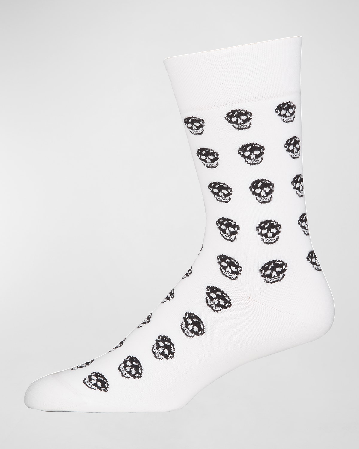 Shop Alexander Mcqueen Men's Allover Skull Crew Socks In White/black