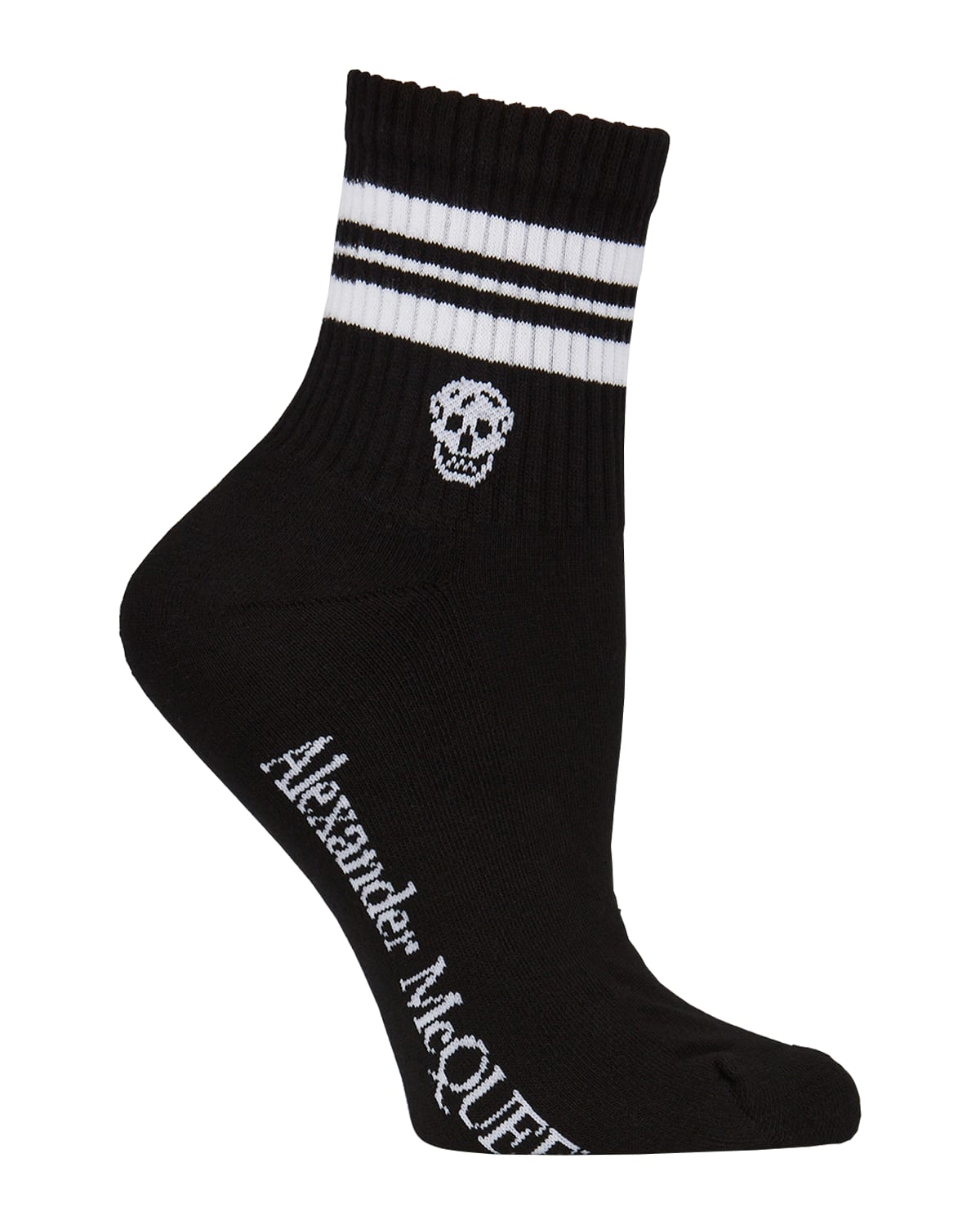 Alexander Mcqueen Black & White Stripe Skull Sport Socks In Black / White