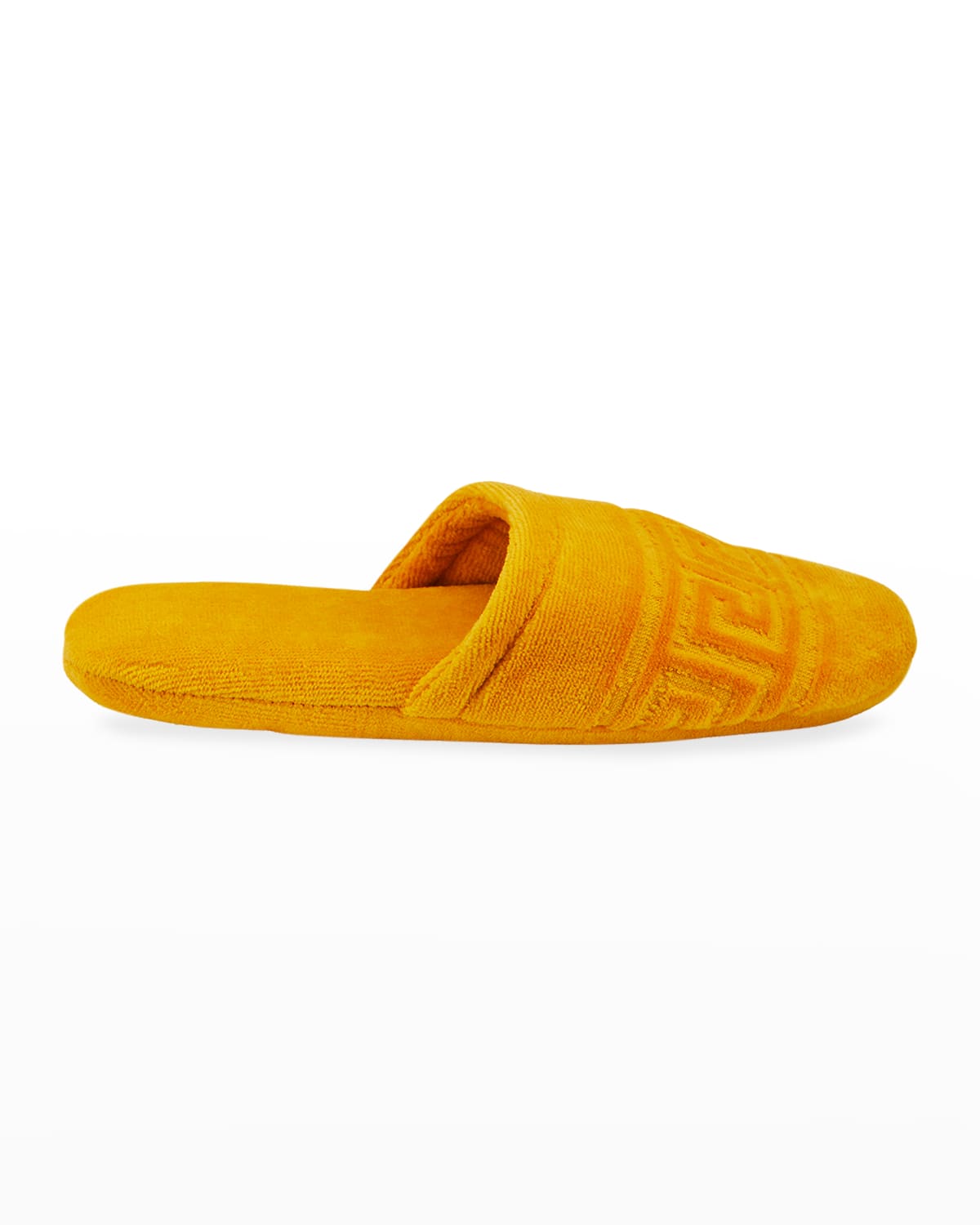 Versace Men's Tonal Greek Key Slippers In Yellow