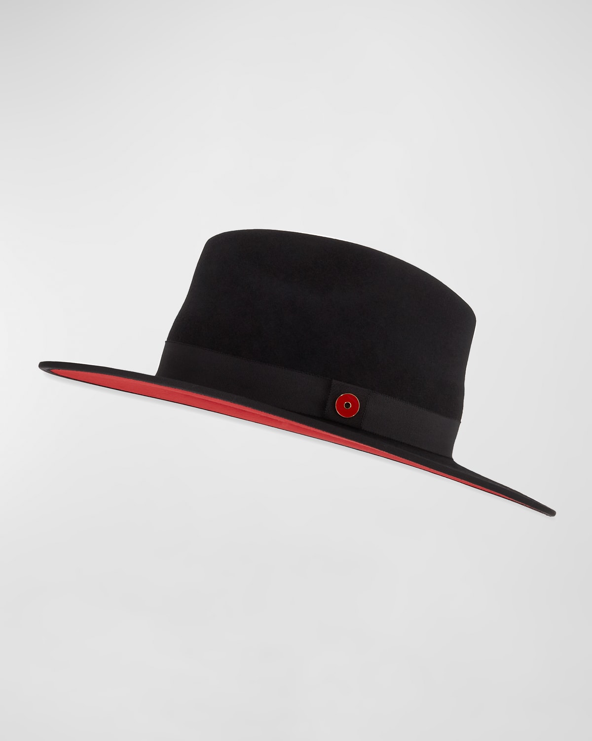 Keith James Men's Queen Red-brim Wool Fedora Hat In Jet Black