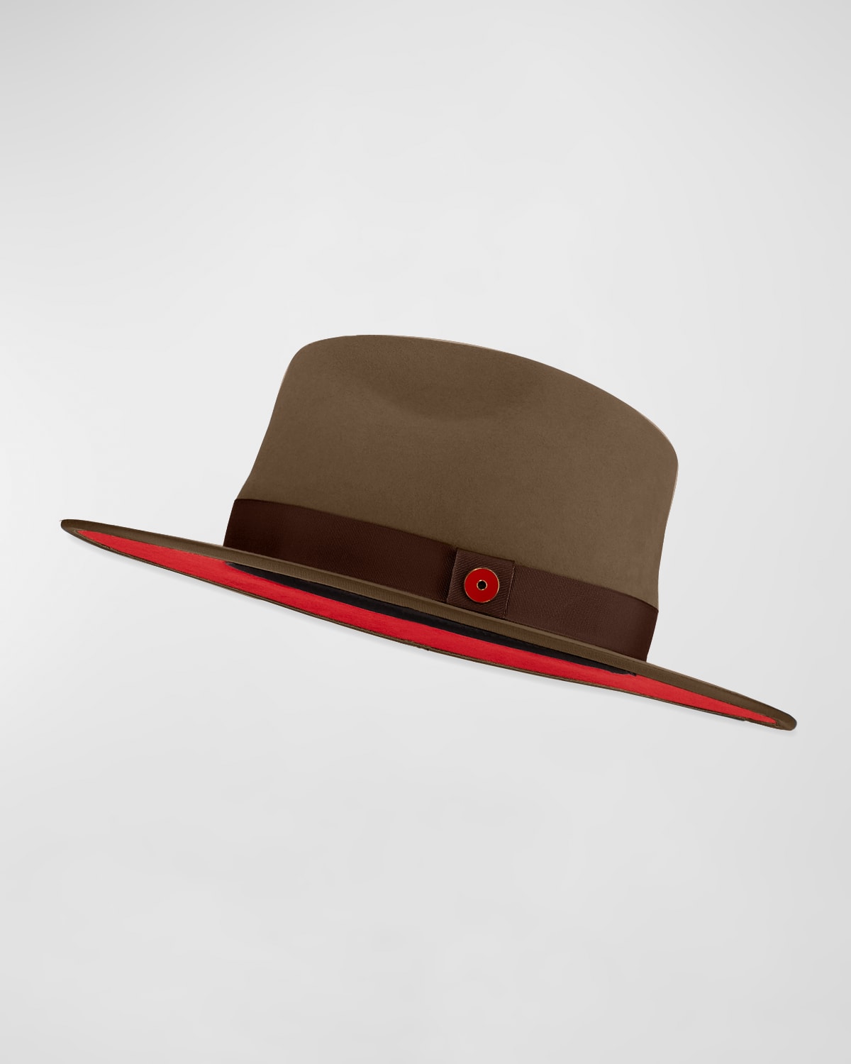 Keith James Men's Queen Red-brim Wool Fedora Hat In Cocoa Brown