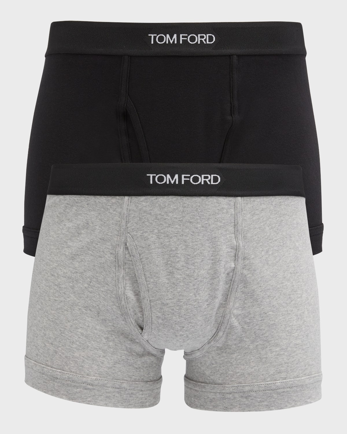 Tom Ford Men's 2-pack Solid Jersey Boxer Briefs In Black/grey