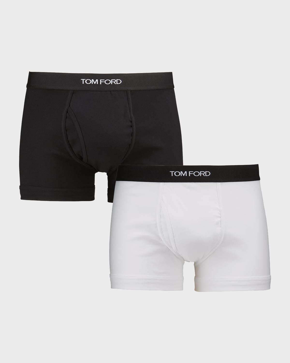 Tom Ford Black And White Cotton Blend Boxers In White/black