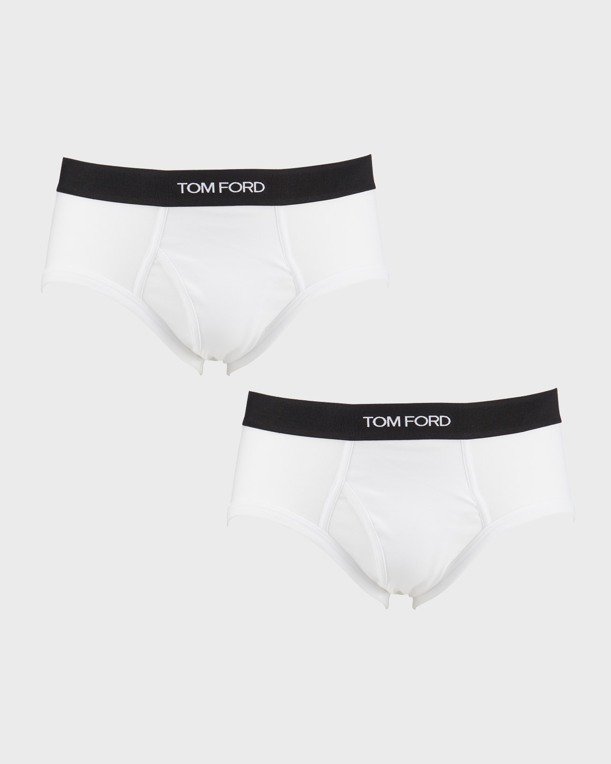 TOM FORD MEN'S 2-PACK SOLID JERSEY LOGO-WAIST BRIEFS,PROD237170098