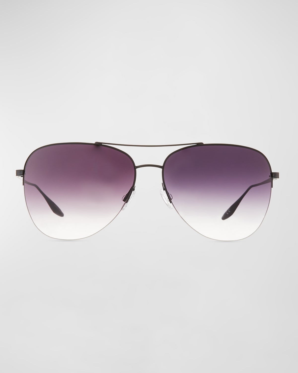 Barton Perreira Chevalier Semi-rimless Metal Aviator Sunglasses In Black Satin