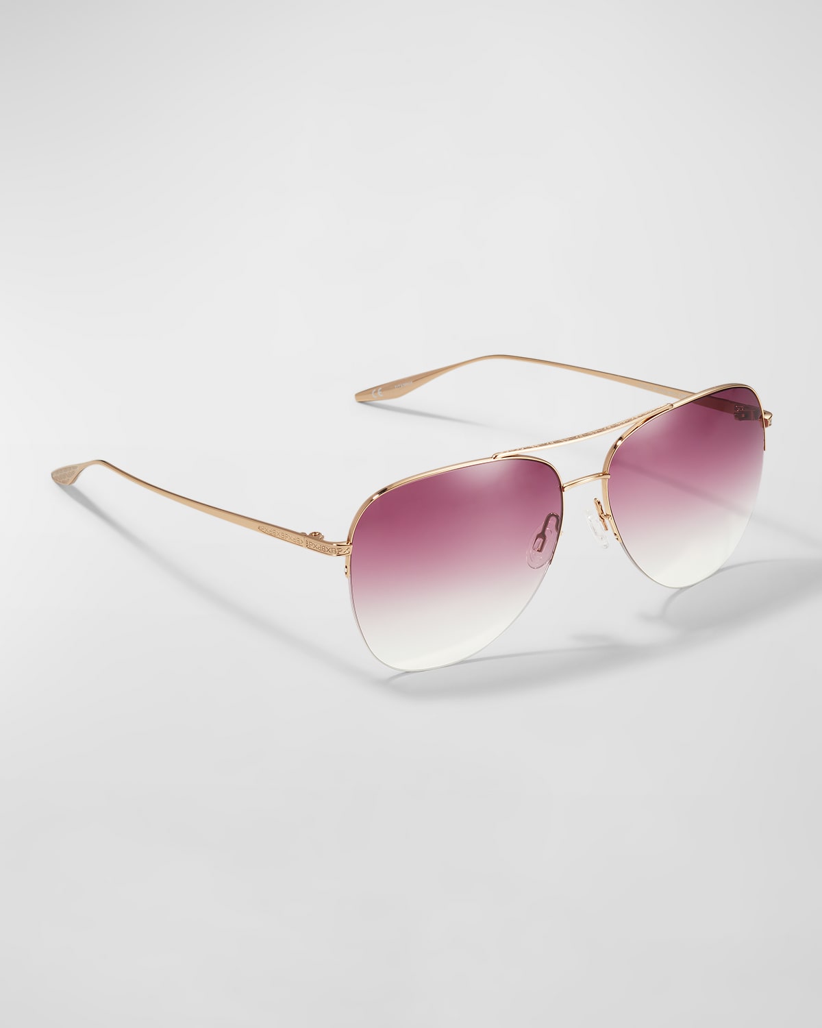 Barton Perreira Chevalier Semi-rimless Metal Aviator Sunglasses In Gold / Mauve