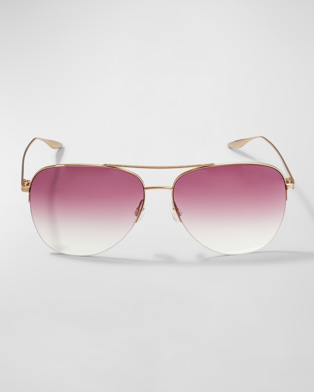 Barton Perreira Chevalier Semi-rimless Metal Aviator Sunglasses In Gold / Mauve