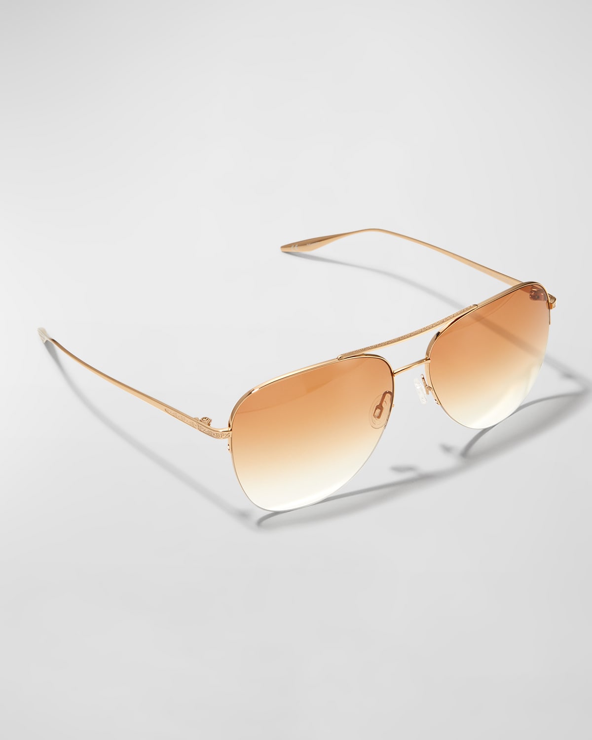 Shop Barton Perreira Chevalier Semi-rimless Metal Aviator Sunglasses In Gold / Tawny